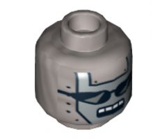 Minifigure, Head Alien with Black Sunglasses, Open Mouth 4 Squares and Rivets Pattern - Hollow Stud