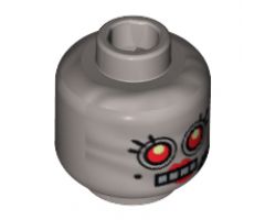 Minifigure, Head Alien Female with Red Eyes, 4 Mouth Squares, Beauty Mark and Headset Pattern - Hollow Stud