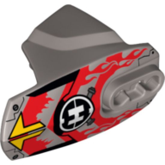 Hero Factory Armor with Ball Joint Socket - Size 5 with Yellow Arrows, Red Flames, and Hero Factory Logo Pattern