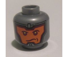 Minifigure, Head Dual Sided Balaclava, Orange Face, Dark Red Eyebrows, Determined / Open Mouth Scowl Pattern - Hollow Stud