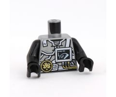 Torso Ninjago Armor with Silver Armor Plates, Golden Dragon Emblem, Screen and Circuits Pattern / Black Arms / Black Hands