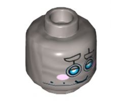 Minifigure, Head Dual Sided Alien with Robot Blue Eyes, Pink Cheeks, Smile / Scared Pattern - Hollow Stud