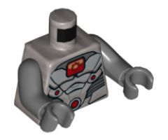Torso Plate Armor, Red and Orange Window with Cyborg Cog, Red and Orange Lights Pattern / Dark Bluish Gray Arms / Dark Bluish Gray Hands