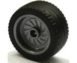 Wheel & Tire Assembly 18mm D. x 12mm with Axle Hole and Stud with Black Tire 24 x 12 Low (18976 / 18977)