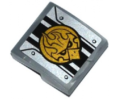 Slope, Curved 2 x 2 with Black Stripes, Chima Eagle Emblem and Rivets Pattern (Sticker) - Set 70223