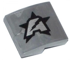 Slope, Curved 2 x 2 with Silver Letter A on Black Star Ultra Agents Logo Pattern Model Right (Sticker) - Sets 70162 / 70170