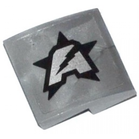 Slope, Curved 2 x 2 with Silver Letter A on Black Star Ultra Agents Logo Pattern Model Left (Sticker) - Sets 70162 / 70170