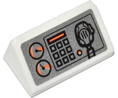 Slope 30 1 x 2 x 2/3 with Gauges, Buttons, Orange Bar and Radio on Silver Background Pattern (Sticker) - Set 60014