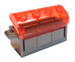 Container Treasure Chest Bottom - Slots in Back with Trans-Neon Orange Container, Treasure Chest Lid - Thick Hinge (4738a / 4739a)