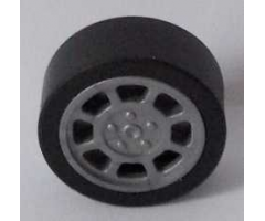 Wheel & Tire Assembly 11mm D. x 6mm with 8 Spokes with Black Tire 14mm D. x 6mm Solid Smooth (93593 / 50945)