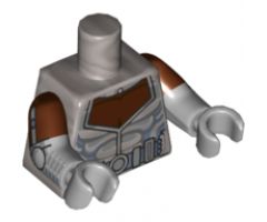 Torso Armor, Reddish Brown Chest Pattern / Light Bluish Gray Arms with Reddish Brown Short Sleeves, Silver Armor Pattern / Light Bluish Gray Hands