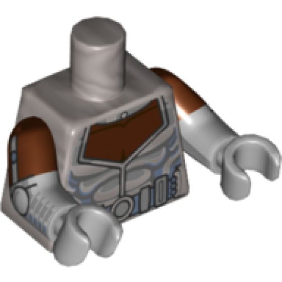 Torso Armor, Reddish Brown Chest Pattern / Light Bluish Gray Arms with Reddish Brown Short Sleeves, Silver Armor Pattern / Light Bluish Gray Hands