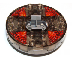 Turntable 6 x 6 Round Base Serrated with Trans-Black Top with Red Energy Pattern (Ninjago Spinner)