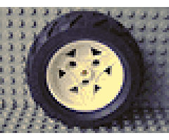 Wheel & Tire Assembly 43.2mm D. x 26mm Technic Racing Small, 3 Pin Holes with Black Tire 68.8 x 36 H (41896 / 41893)
