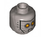 Minifigure, Head Dual Sided Alien Robot with Yellow Eyes, Mask with Metal Bolts, Closed Mouth / Open Mouth Pattern - Hollow Stud