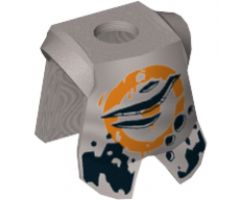 Minifigure, Body Wear Armor Breastplate with Leg Protection, Orange Circle with Pitting and Claw Marks Pattern