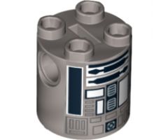 Brick, Round 2 x 2 x 2 Robot Body with White and Black Pattern (R2-Q2)