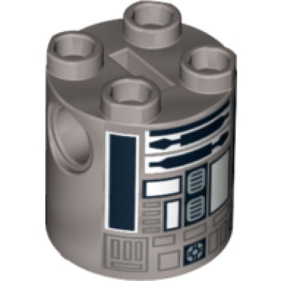 Brick, Round 2 x 2 x 2 Robot Body with White and Black Pattern (R2-Q2)