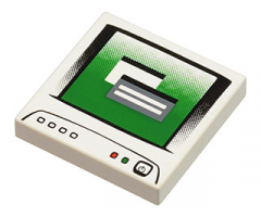 Tile 2 x 2 with Computer Monitor with Dark Bluish Gray Icon Power Switch Pattern