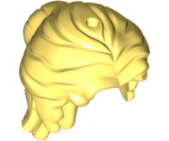 Minifigure, Hair Female Mid-Length Wavy, Pulled Back with Partial Bun, Side Bangs, Hole on Top