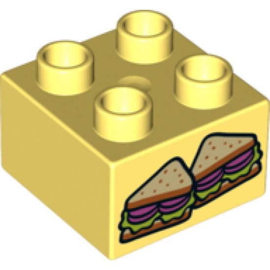 Duplo, Brick 2 x 2 with 2 Sandwich Halves Pattern