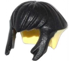 Minifigure, Hair Short, Bowl Cut with Black Side Locks and Top Pattern