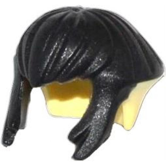 Minifigure, Hair Short, Bowl Cut with Black Side Locks and Top Pattern