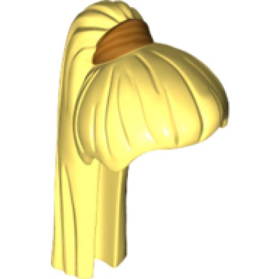 Minifigure, Hair Female Ponytail Long Straight with Gold Holder Pattern