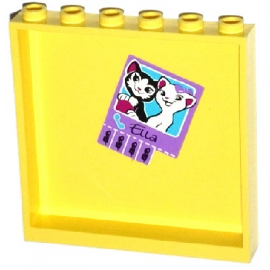 Panel 1 x 6 x 5 with Cats, 'Ella' and Phone Numbers Pattern on Inside (Sticker) - Set 41005