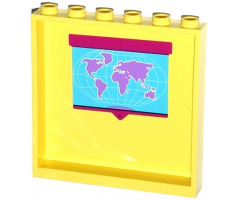 Panel 1 x 6 x 5 with World Map Pattern on Inside (Sticker) - Set 41005