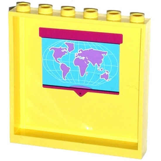 Panel 1 x 6 x 5 with World Map Pattern on Inside (Sticker) - Set 41005