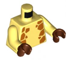 Torso with Orange Giraffe Spots on Sides and Back Pattern / Bright Light Yellow Arms with Orange Giraffe Spots Pattern / Reddish Brown Hands