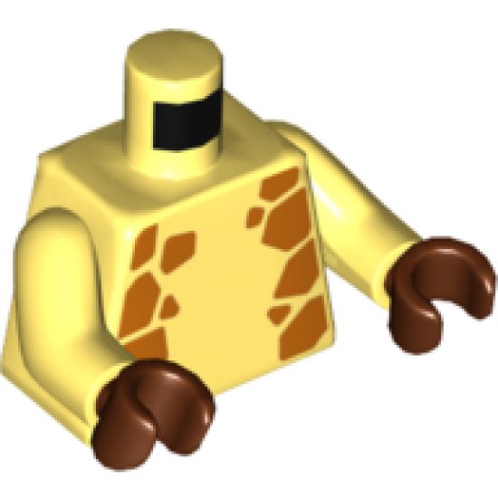 Torso with Orange Giraffe Spots on Sides and Back Pattern / Bright Light Yellow Arms with Orange Giraffe Spots Pattern / Reddish Brown Hands
