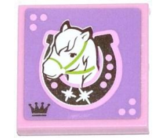 Tile 2 x 2 with Horse Head Facing Left in Horseshoe Pattern (Sticker) - Set 3185