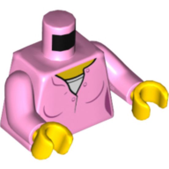 Torso, Female Top with Yellow Neck, White Undershirt Pattern / Bright Pink Arms / Yellow Hands