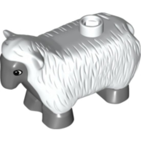 Duplo, Animal Sheep with Standing Ears, Dark Bluish Gray Face, Chest, Stomach and Feet