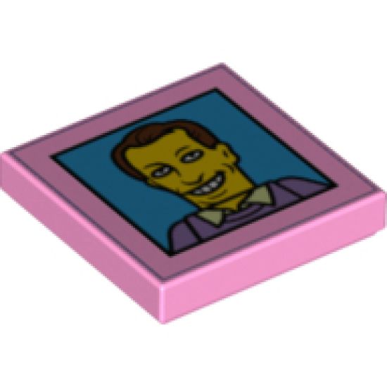 Tile 2 x 2 with The Simpsons Smiling Male Character (Gordie Howe) Photo Pattern