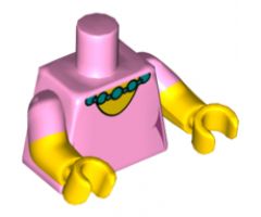 Torso Simpsons Dress with Round Neckline and Dark Turquoise Necklace Pattern / Yellow Arms with Bright Pink Short Sleeves Pattern / Yellow Hands