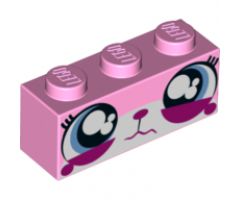 Brick 1 x 3 with Cat Face Wide Eyes Watering (Sad Unikitty) Pattern