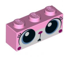 Brick 1 x 3 with Cat Face Wide Eyes Puzzled (Unikitty) Pattern