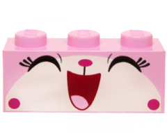 Brick 1 x 3 with Cat Face Wide Open Mouth Smile (Cheerykitty) Pattern