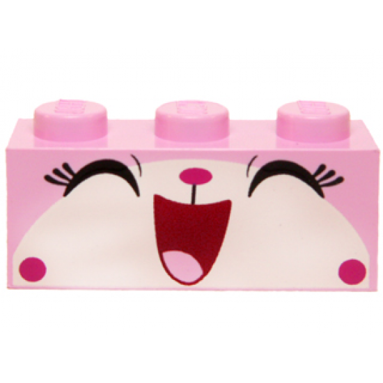 Brick 1 x 3 with Cat Face Wide Open Mouth Smile (Cheerykitty) Pattern