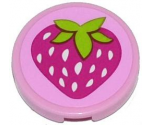 Tile, Round 2 x 2 with Strawberry Pattern (Sticker) - Set 41035