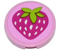 Tile, Round 2 x 2 with Strawberry Pattern (Sticker) - Set 41035