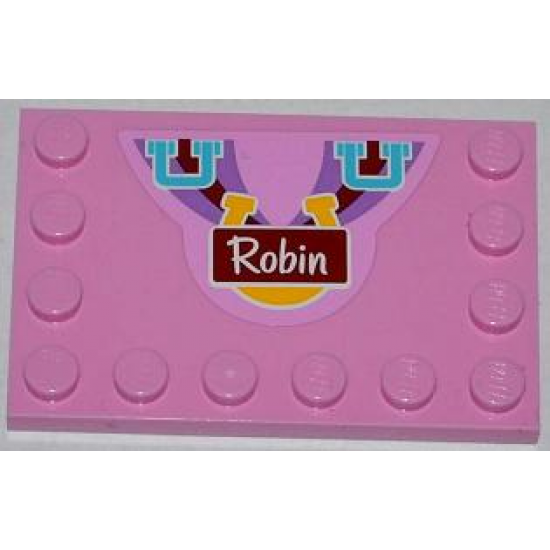 Tile, Modified 4 x 6 with Studs on Edges with Medium Azure Handles, Horseshoe and 'Robin' Pattern (Sticker) - Set 3186