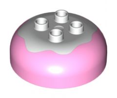 Duplo, Brick Round 4 x 4 Dome Top with 2 x 2 Studs and Marbled White Pattern