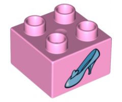 Duplo, Brick 2 x 2 with Light Blue Shoe Cinderella Glass Slipper Pattern