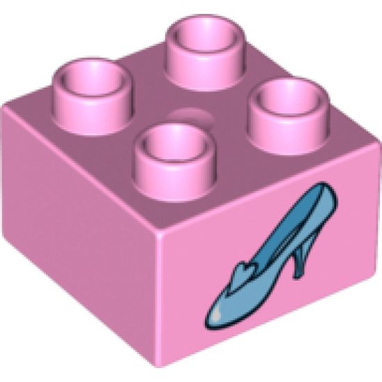 Duplo, Brick 2 x 2 with Light Blue Shoe Cinderella Glass Slipper Pattern