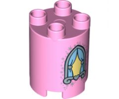 Duplo, Brick Round 2 x 2 x 2 with Gothic Window with Curtains Pattern