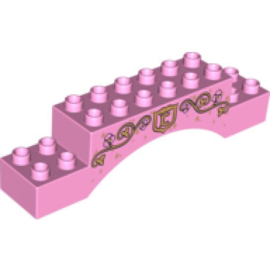 Duplo, Brick 2 x 10 x 2 Arch with Pearl Gold Vines with Leaves and 'C' in Shield Pattern